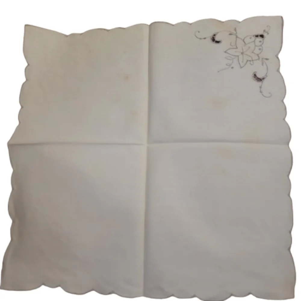 Vintage Embroidered Napkin Set Cream Floral Linen Cottagecore Table Linens